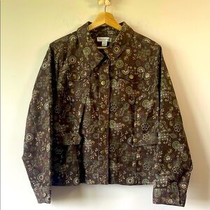 Christopher & Banks Jacket XL Brown Paisley Boho Print